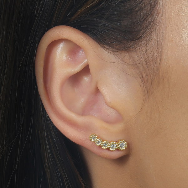 Brinco Dourado Ear Cuff 5 Pedras Zircônia - Image 2